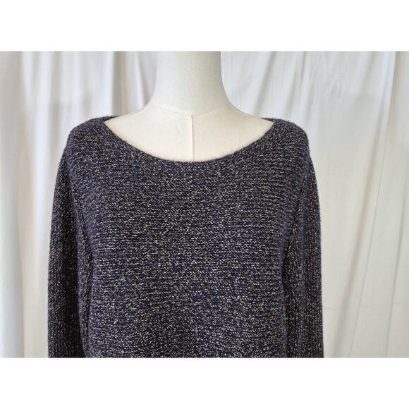 Eileen Fisher Womens Black Fringe Hemmed Wool Blend Sweater Large - Picture 3 of 7